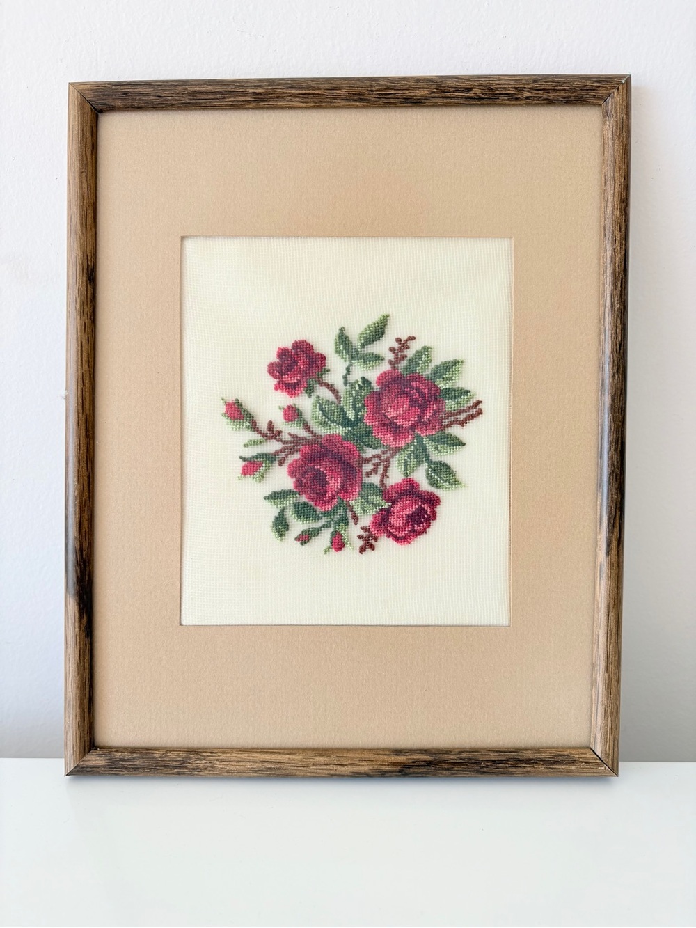Vintage Petit Point Fine Needlework Roses - Picture 2 of 7